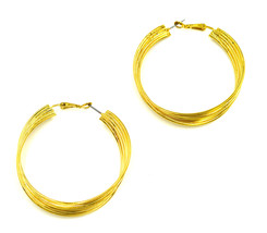 Women new yellow gold multi row hoop pierced earrings party gift - $9,999.00