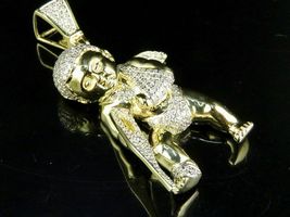 Men&#39;s 10K Yellow Gold Fallen Angel Pendant Charm With 0.90ct Real Diamond - £931.32 GBP