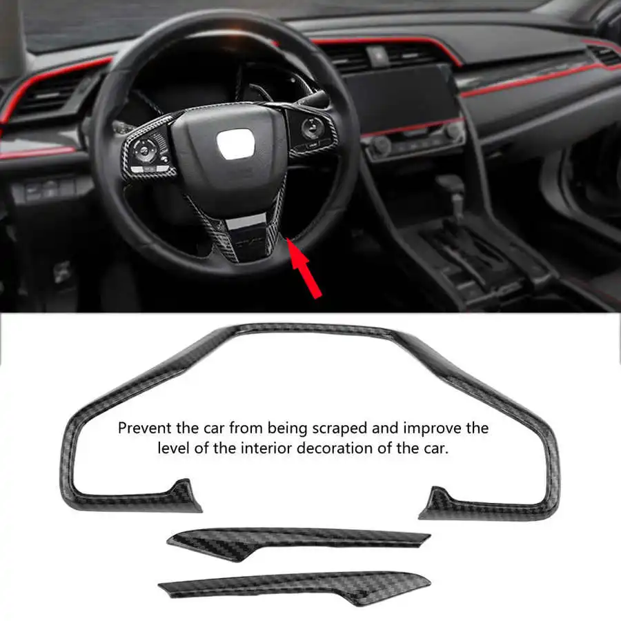 Carbon Fiber Style Car Steering Wheel Frame Cover Trim for Honda Civic 10th 20 - £18.76 GBP