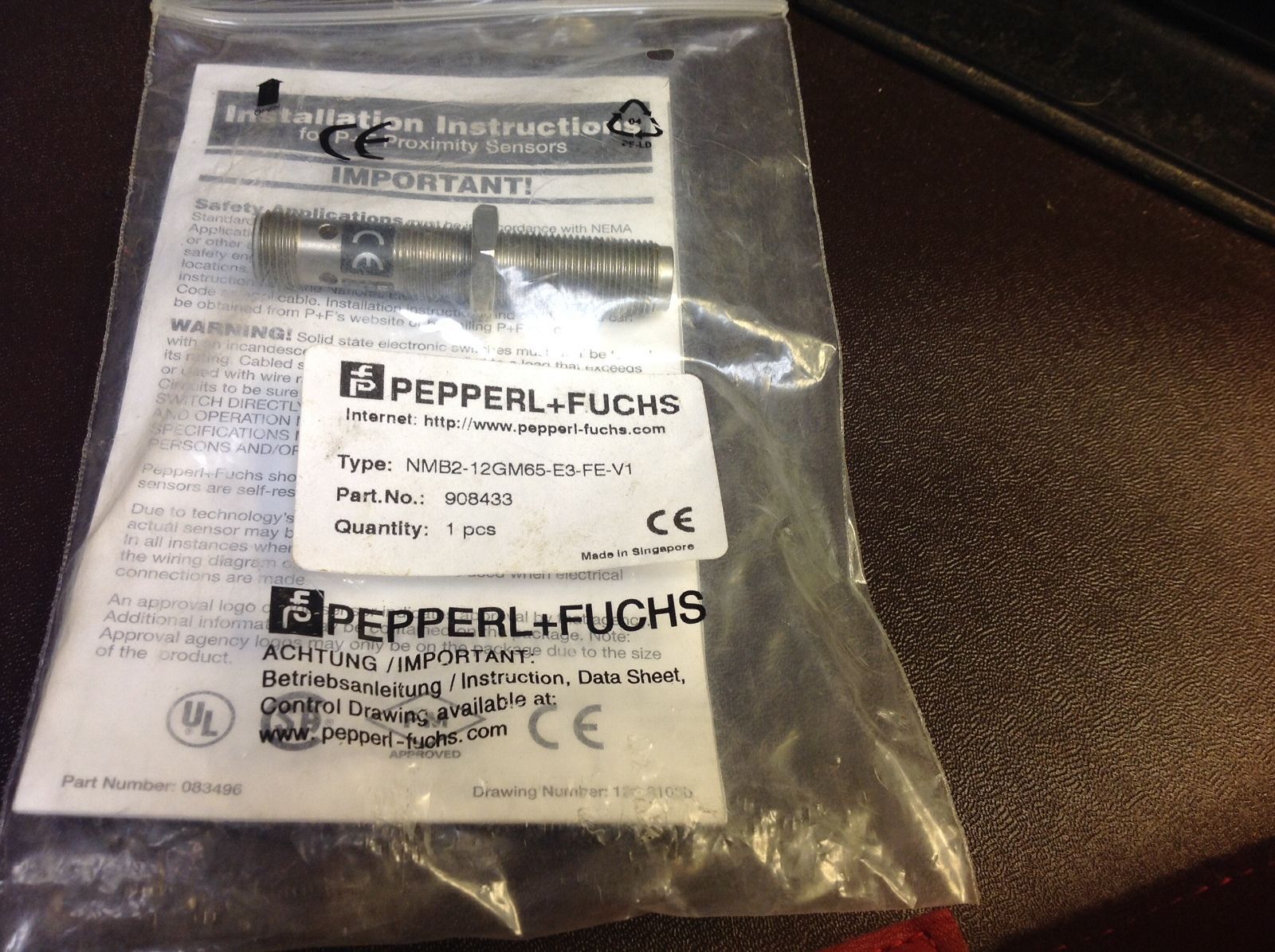 FUCHS 908433 INDUCTIVE SENSOR  NMB2-12GM65-E3-FE-V1 PEPPERL NEW $99 - $98.01