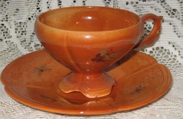 Teacup &amp; Saucer- Hand Crafted- Unique Fruit and Butterfly Motif  - $225.25 MXN