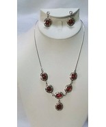 Smithsonian Amber &amp; Sterling Silver Necklace &amp; Earrings Greek Key Settin... - $2,802.12 MXN