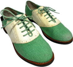 G.H. Bass Women&#39;s Green White Lace-up Elizabeth Oxford Shoes 3205-332 si... - $26.65