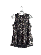 Loft Semi Sheer Tiered Blouse Multicolored Floral Ruffle Sleeveless Size... - $13.86