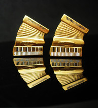 Vintage Accordian Cufflinks * Figural accordion Men&#39;s Tie Accessory * Gold cuff  - £137.29 GBP