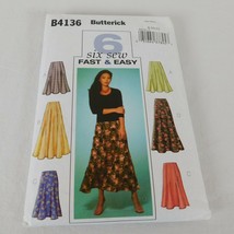 Butterick B4136 Sewing Pattern Skirts Six Ways Fast Easy Sz 8-10-12 Cut Complete - $5.00