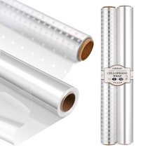 Clear Cellophane Wrap Roll 17 In 100 Ft 2 Rolls Cellophane Wrapping Pape... - $42.99