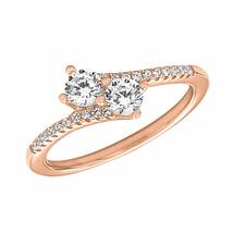 SwaraEcom 14K Rose Gold Plated 0.60 Ct Round Simulated Diamond Forever Us Two St - £45.06 GBP