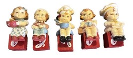 Set Of 5 Campbell&#39;s Kids Figures - Kids Sitting On Wooden  Blocks - Collectable - £40.96 GBP