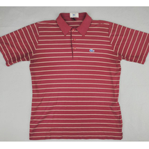 Vintage Lacoste Izod Polo Men&#39;s Medium Striped Hong Kong Red Cream Pinst... - £18.67 GBP