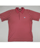 Vintage Lacoste Izod Polo Men&#39;s Medium Striped Hong Kong Red Cream Pinst... - £18.75 GBP