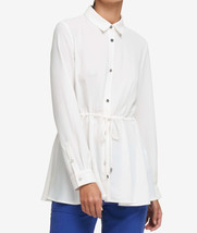 DKNY Womens Drawstring Shirt Color Ivory Size Medium - £34.79 GBP