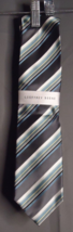 Geoffrey Been Greenwich Stripe Silk Tie Green Gray Blue - £15.66 GBP