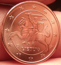 Gem Unc Lithuania 2015 1 Euro Cent~Knight On a Horse~Free Shipping - $2.64