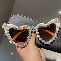Heart Sunglasses Vintage Style Luxury Crystal Retro Punk Hip Hop Eyewear Gift - £14.41 GBP