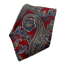 Manhattan Paisley Red Blue Silk Tie Necktie USA - £4.70 GBP