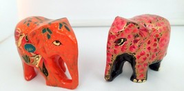 2x Indian Elephant Antique Style Kashmiri Paper mache Hand Painted Handicraft #8 - £23.25 GBP