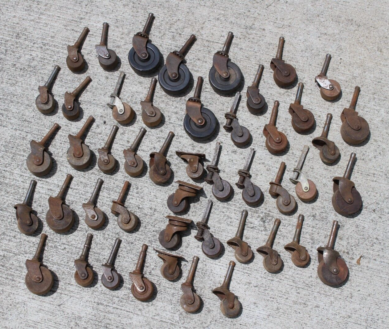 47 TOTAL Antique caster wheels Vintage WOOD Furniture Rollers - $179.99