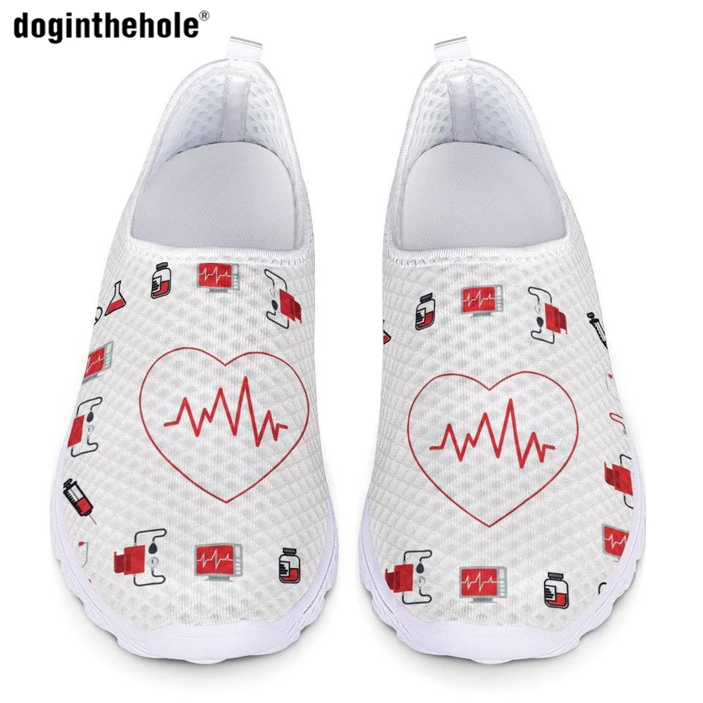 Ole 2020 women s shoes nurse heart patterns casual slip on air mesh shoe brand designer thumb200