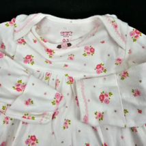 Baby Infant Girl Clothes Vintage Carters Pink Flower White Gown Pajamas 0-3 - £15.47 GBP