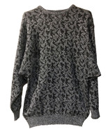 Vintage Diane Von Furstenberg Sweater Black Silver Crew Neck sz L - £27.18 GBP