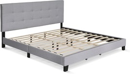 Glacier King Size Furinno Laval Button Tufted Upholstered Platform Bed F... - £126.05 GBP