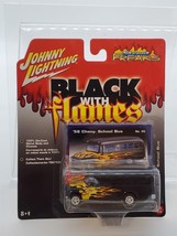 Johnny Lighting Black with Flames - 56 Chevy School Bus - 1:64 Die Cast - £11.76 GBP