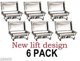 Full Size 6 Pack Chafer Chafing Dish Sets 8 Qt + Fuel Pack With Folding Frames - £523.94 GBP