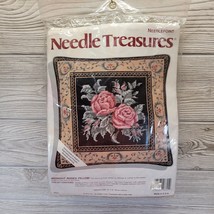 Midnight Roses Pillow Needlepoint Kit Needle Treasures Floral Design Art Crafts - $29.99