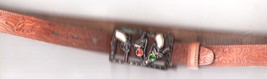  Vintage Child&#39;s Western Themed Tooled Leather Belt - £23.72 GBP