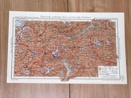1938 Original Vintage Map Of Western Austria Tyrol Tirol Innsbruck - £13.43 GBP