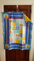 Rubber Ducky Baby Blanket - Light Blue Satin Border - $25.00