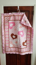 Pink Hearts Baby Blanket - Pink Satin Border - $25.00