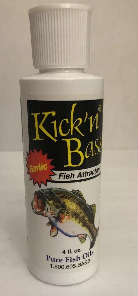Kick’n Bass Famous Garlic Fish Attractant 4 Oz Pure Fish Oil-SHIP24HR