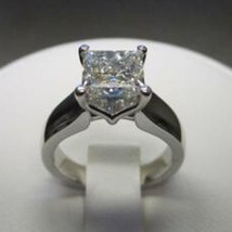 1-1/2 CT Princess LC Moissanite Solitaire Engagement Ring White Gold Plated - £51.35 GBP