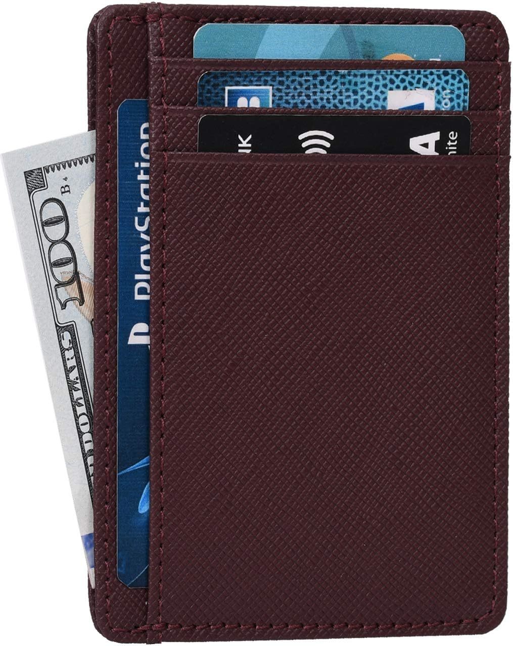 Real Leather Slim Minimalist Wallet for Men and Women -RFID Blocking Front Pocke