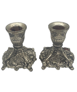 2 Vintage Silver Tarnish Resistant Candlestick Candle Holders 1960&#39;s Japan - £19.46 GBP