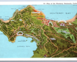 Map of Monterey Peninsula Monterey California CA UNP Unused Linen Postca... - £2.29 GBP