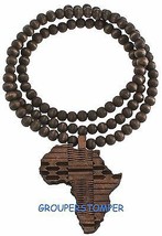 África Mapa Nuevo Collar Colgante Con 91.4cm Madera Natural Cadena Abalorio - £13.57 GBP