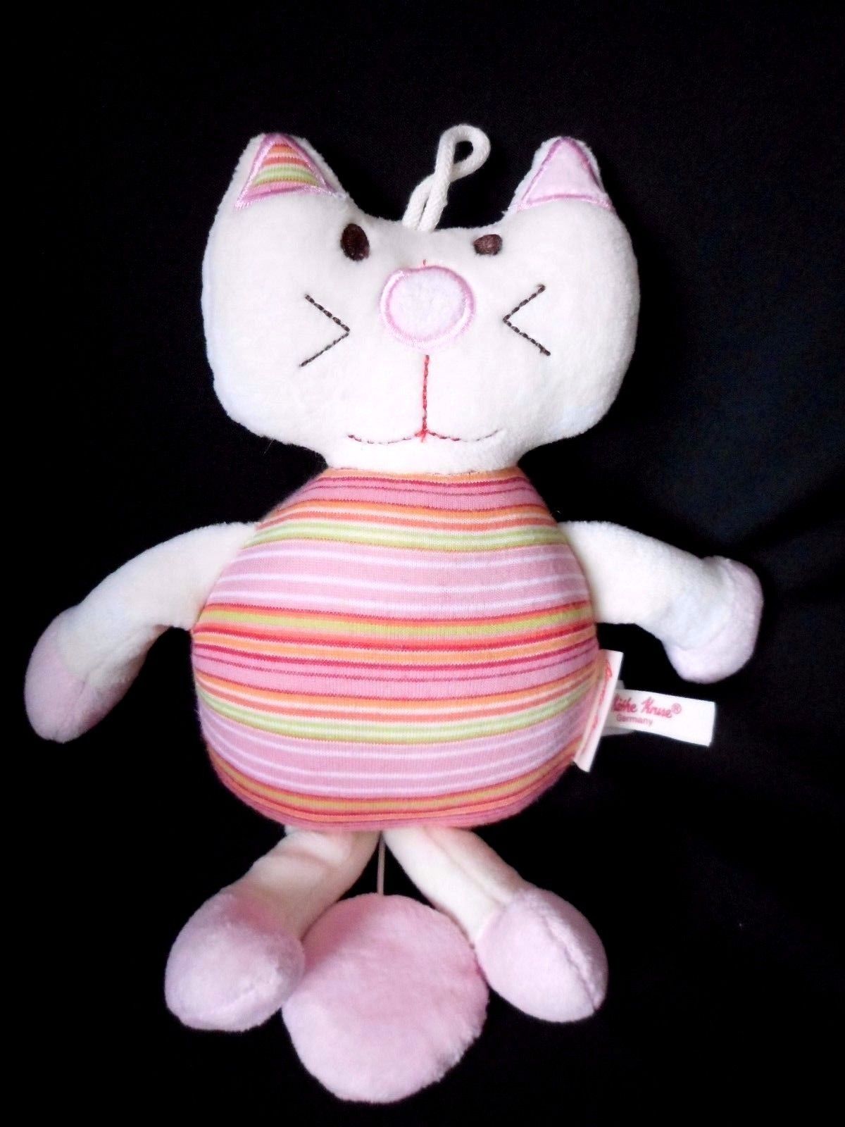 Kathe Kruse Baby Musical Kitty Cat Doll Pull String Music Stripe Plush Animal - $39.15