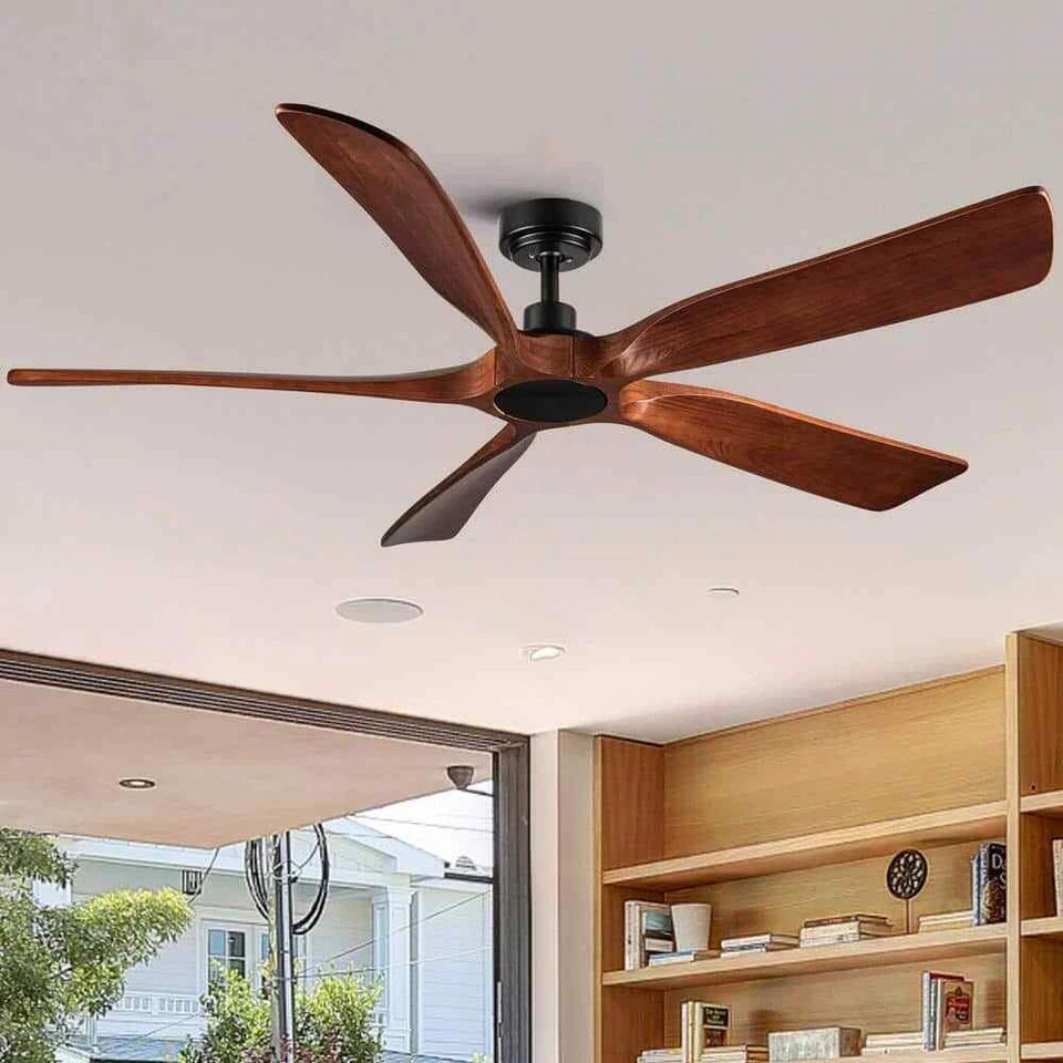 Shamshla 60 in. Black Wood Farmhouse Ceiling Fan w/ Remote YHDC1149BKM60 - $197.99