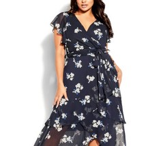 NWT City Chic Demure Floral Chiffon Maxi Dress Size 20 - £59.47 GBP