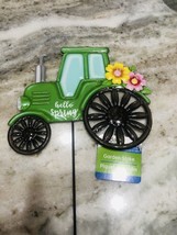 Hello Spring-Garden Collection Lawn Decoration. Metal Green Tractor. New- - $25.62