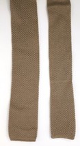 Vintage Knit Square End Tie Beige Tan 50&quot; x 2&quot; 100% Durene Cotton - £15.93 GBP