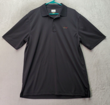 Greg Norman Polo Shirt Men Large Black Polyester Short Sleeve Slit Logo Collared - £14.55 GBP