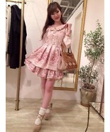 Original Design Liz Lisa Kawaii Beige Floral Onepiece Dress Japanese Fas... - $203.72 CAD