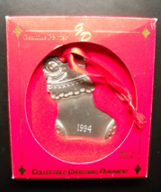 Gloria Duchin Christmas Ornament 1994 Stuffed Christmas Stocking Pewter ... - £6.25 GBP