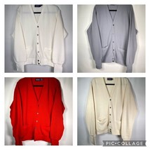 4 Vintage Par Four Grandpa Cardigan Golf Sweater Men XL White Gray Red Cream USA - £39.56 GBP