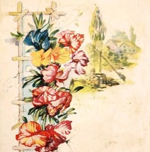 1900s Postcard Hearty Greetings Embossed Flowers Antique Card Ephemera E83B - $19.99