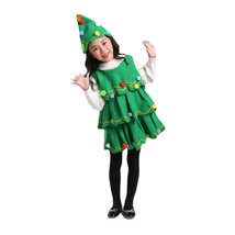 Kids Christmas Tree Cosplay Halloween Costume Fleece Dress Hat Novelty C... - £16.60 GBP